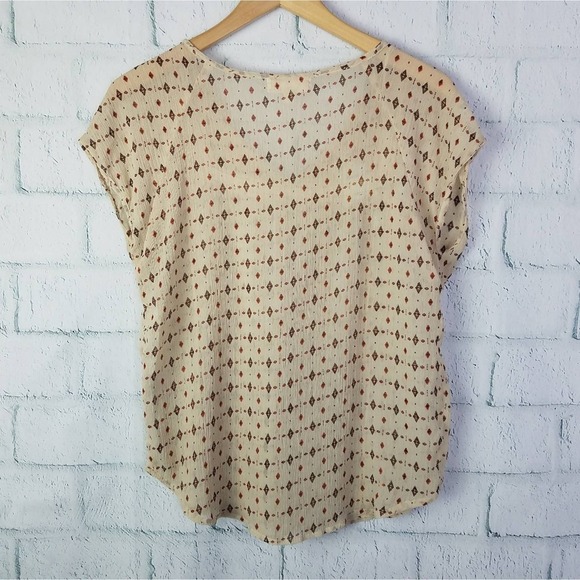 Pink Rose  Womens Semi Sheer Tribal Print Boho Top Size Large - Picture 2 of 7